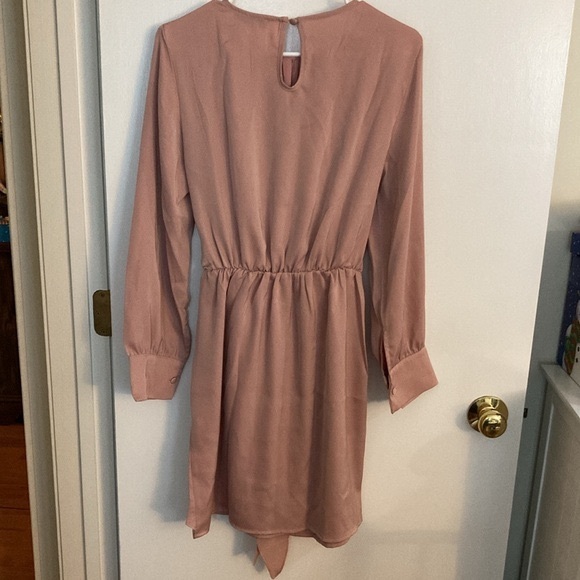 BTFBM Amazon, Dusty Rose, Casual Long Sleeve, wrap tie front, Mini dress Size, M - Picture 4 of 13